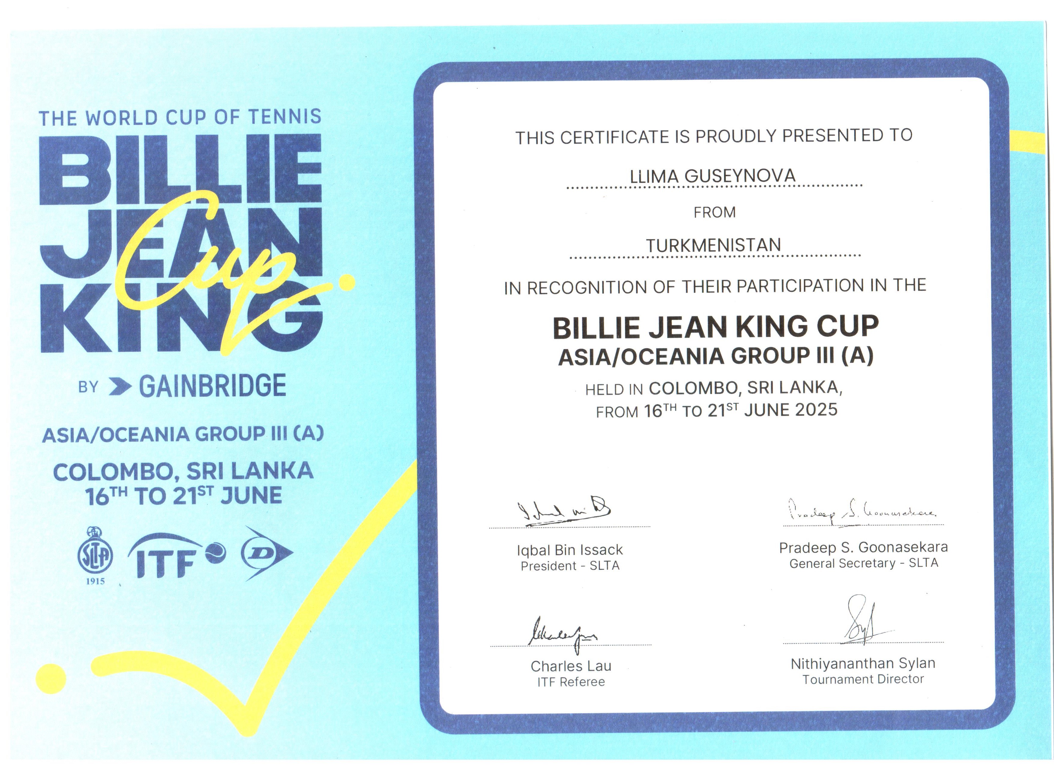 UTR Sports Certificate